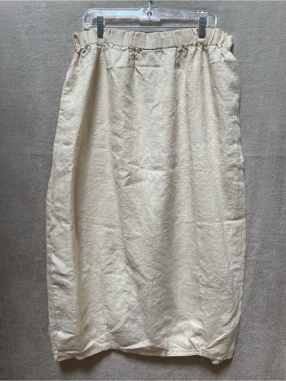 Hannah m. Cream Hemp Elastic-Waist Midi Skirt
